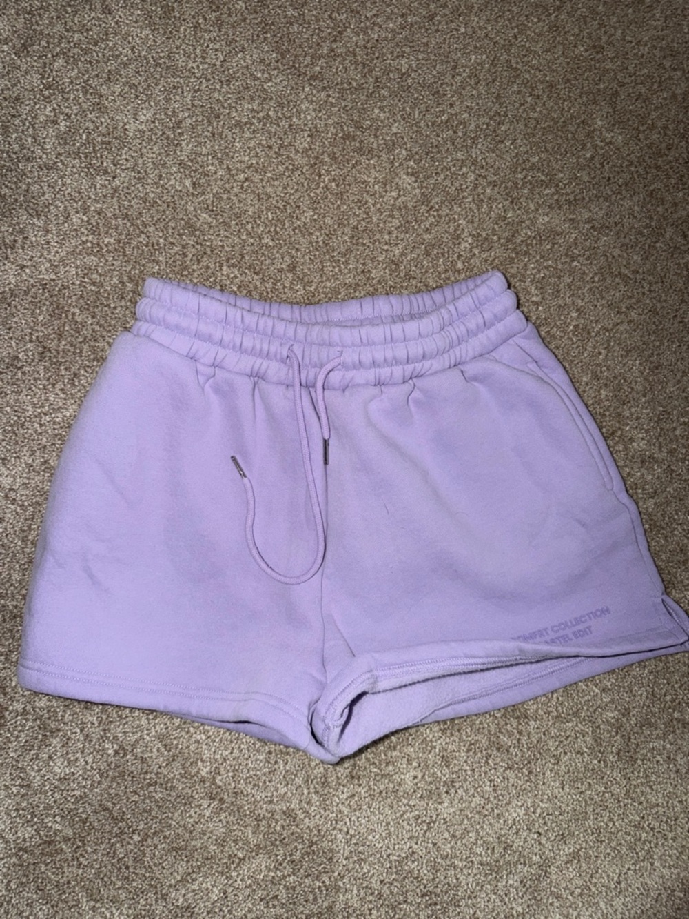 Comfrt Lavender High-Waist Athletic Drawstring Shorts